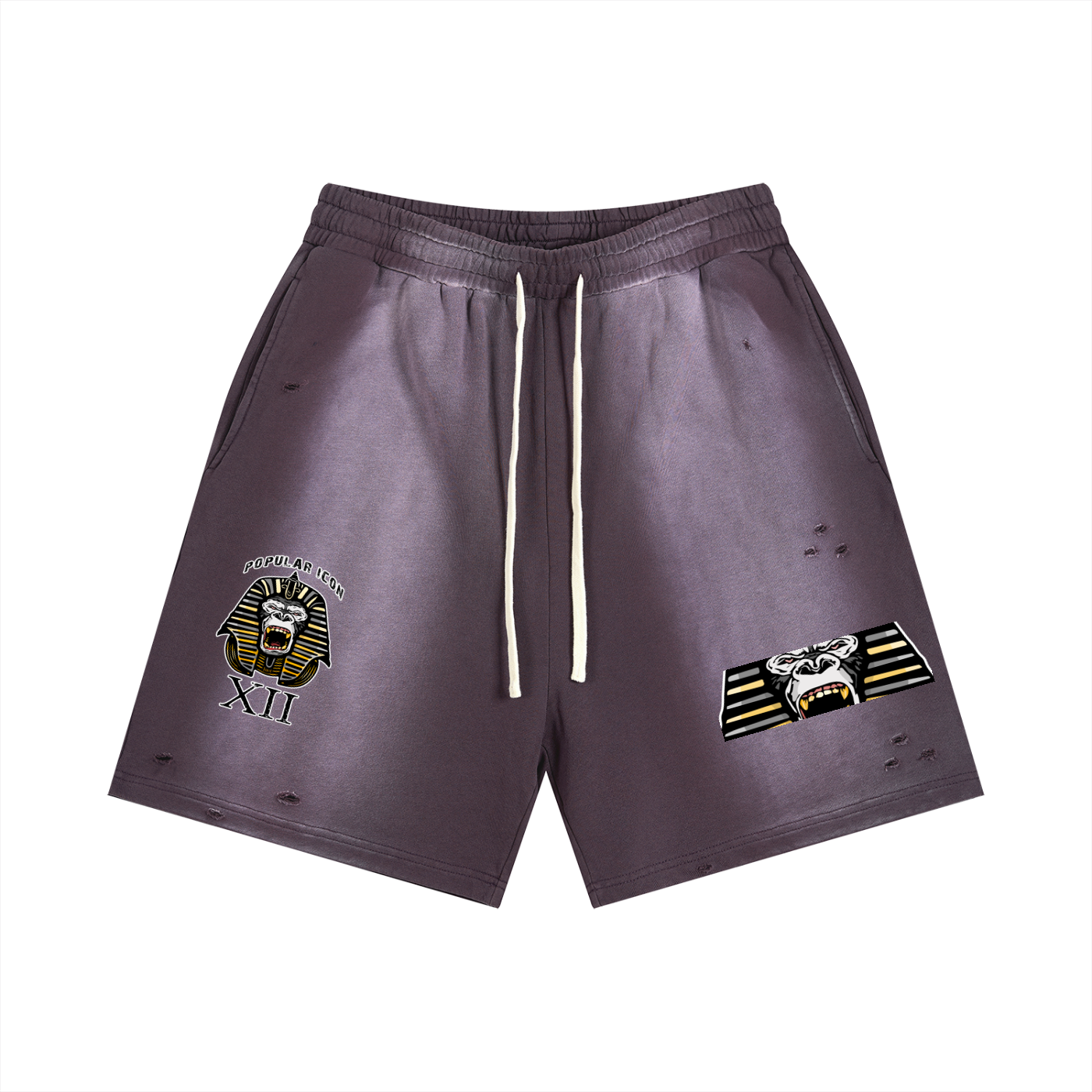 Popular Icon Sun Fade Distressed Shorts
