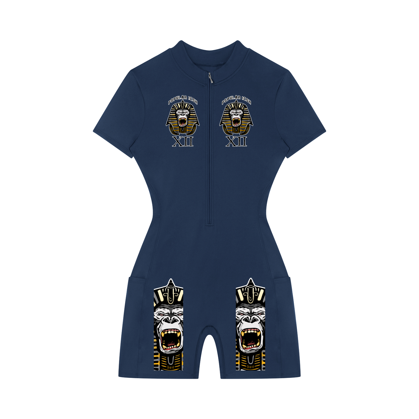 Popular Icon Women's Quarter-Zip Short Sleeve Romper