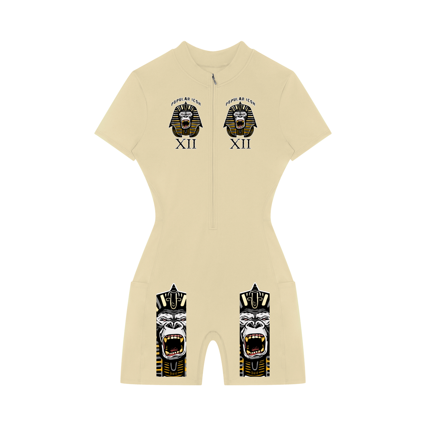 Popular Icon Women's Quarter-Zip Short Sleeve Romper