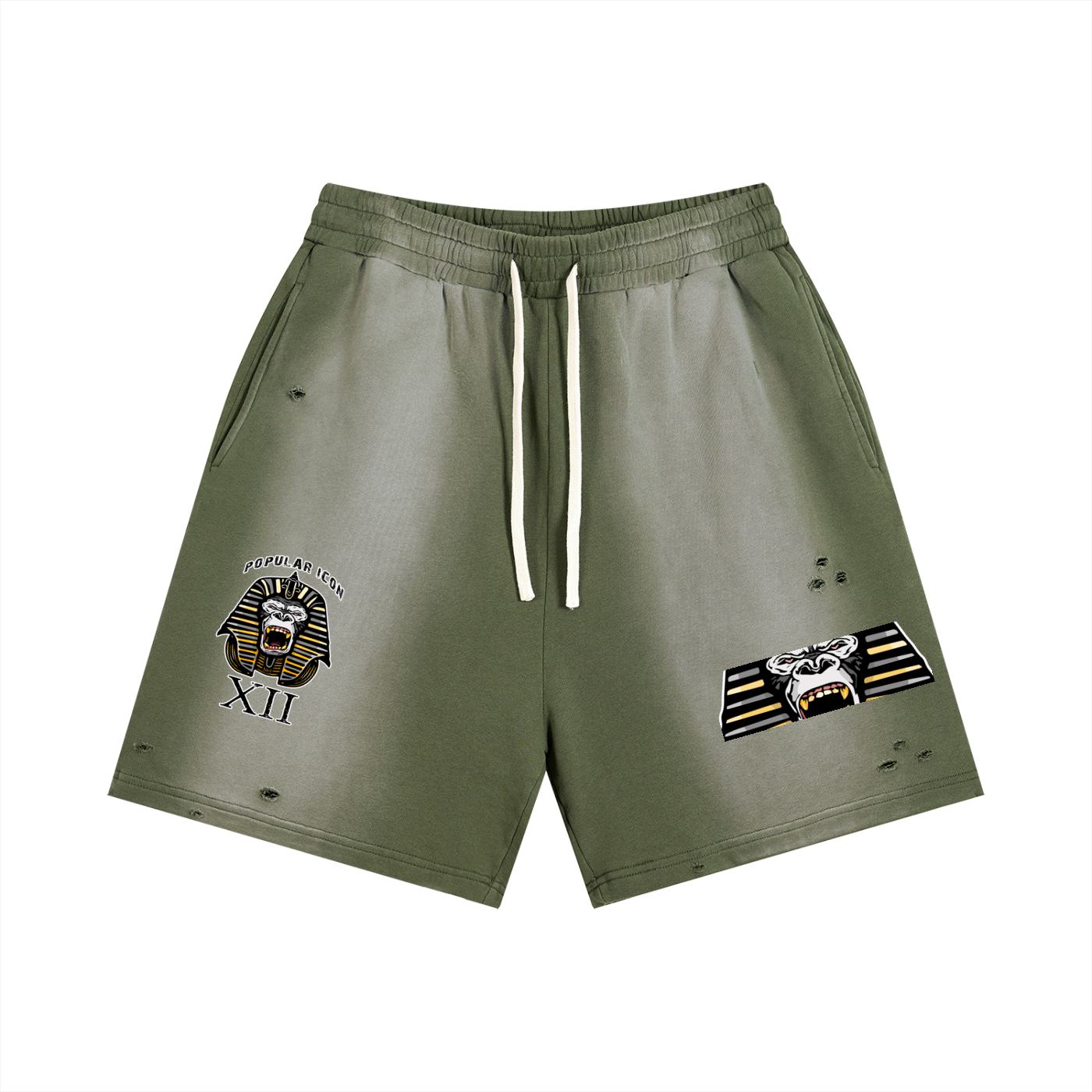 Popular Icon Sun Fade Distressed Shorts