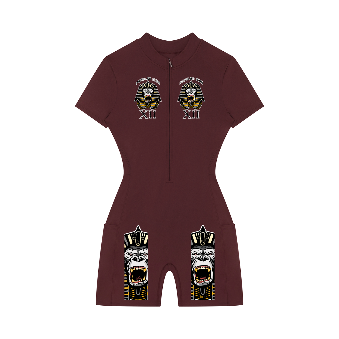 Popular Icon Women's Quarter-Zip Short Sleeve Romper