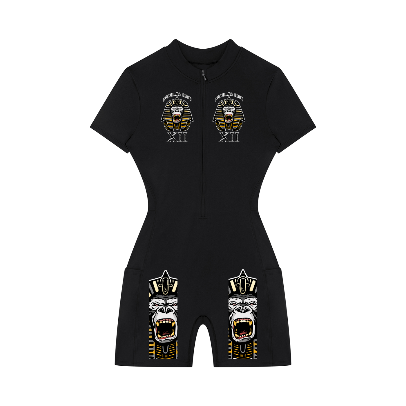 Popular Icon Women's Quarter-Zip Short Sleeve Romper