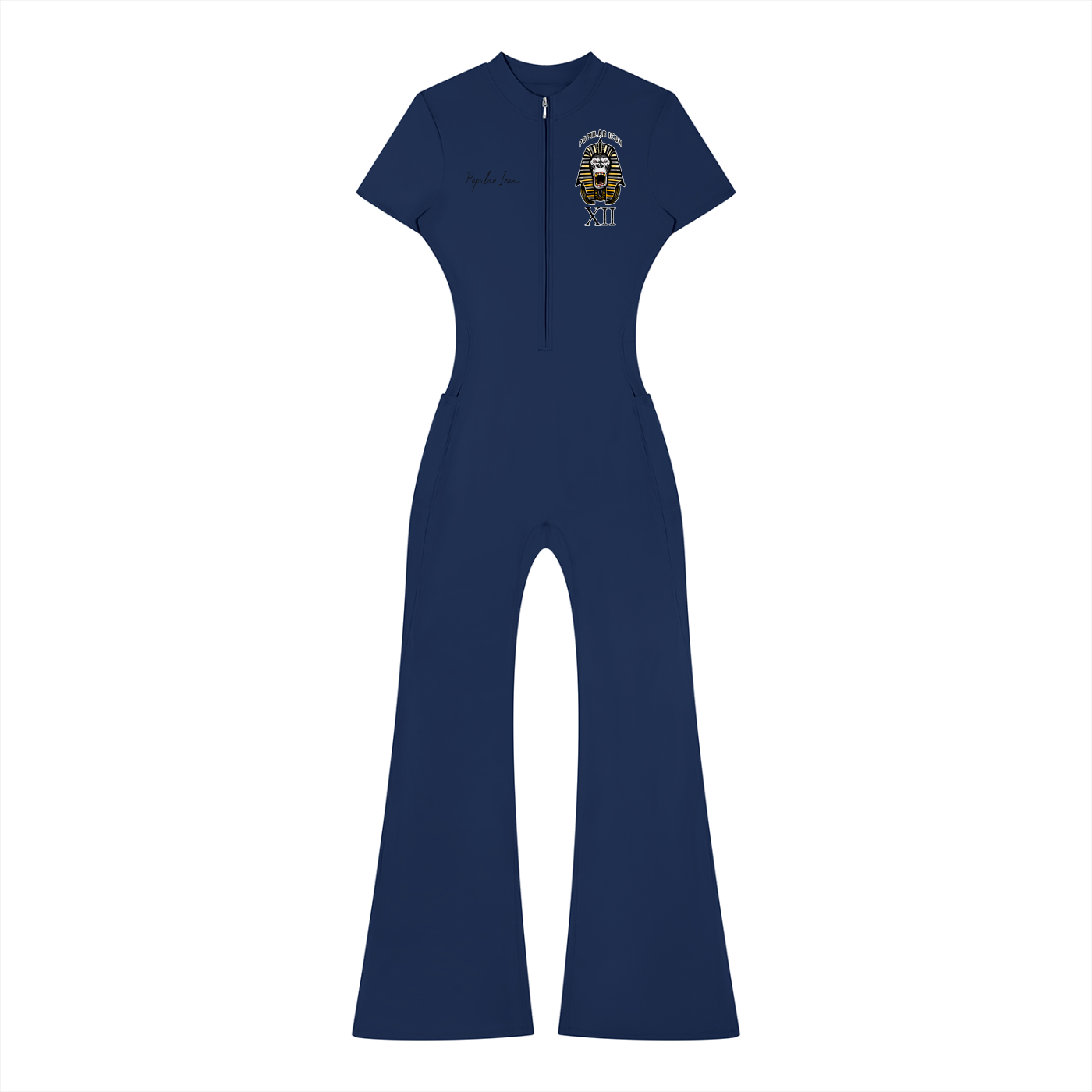 Popular Icon Women’s Tight Flared Leg Zip Jumpsuit
