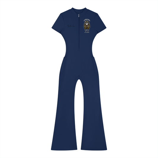 Popular Icon Women’s Tight Flared Leg Zip Jumpsuit
