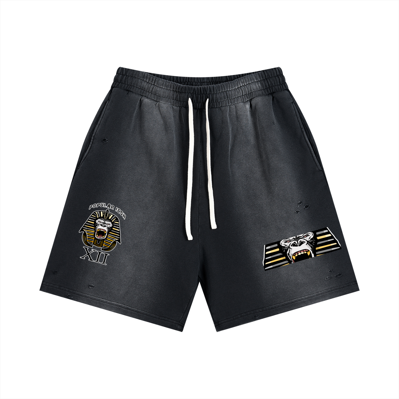 Popular Icon Sun Fade Distressed Shorts