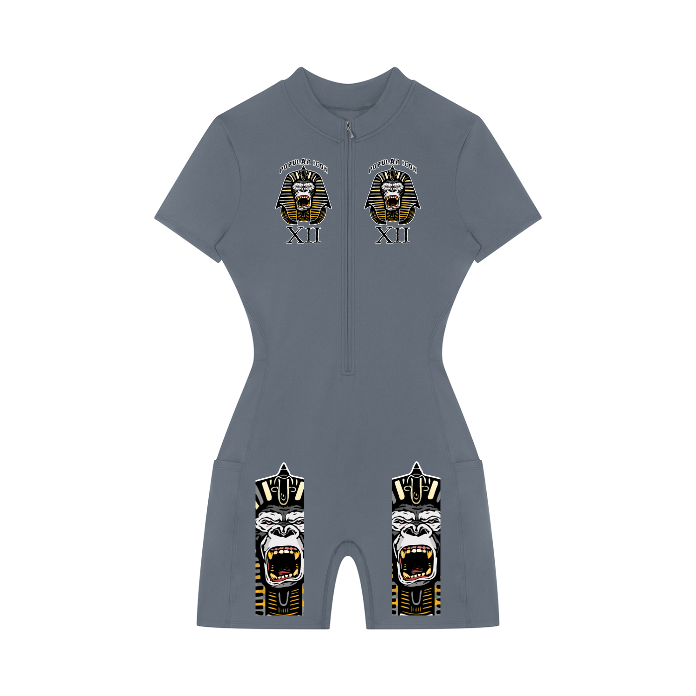 Popular Icon Women's Quarter-Zip Short Sleeve Romper